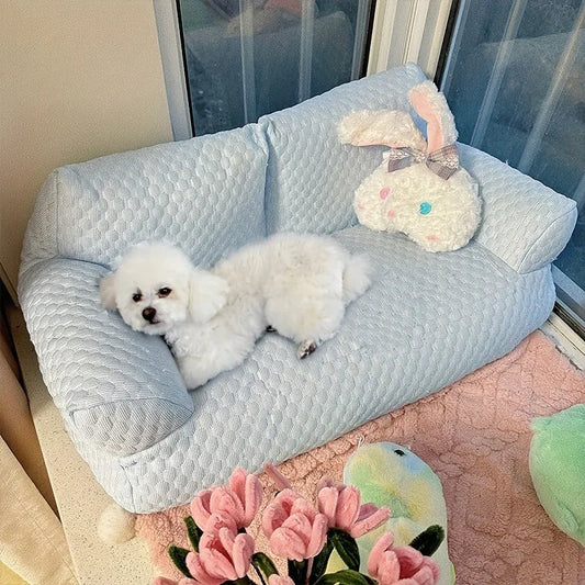 Cooling Pet Bed for Small Medium Dog /Cat,Breathable Washable Dog Sofa Bed,Couch Soft Calming,Supportive Removable Pet Couch Bed
