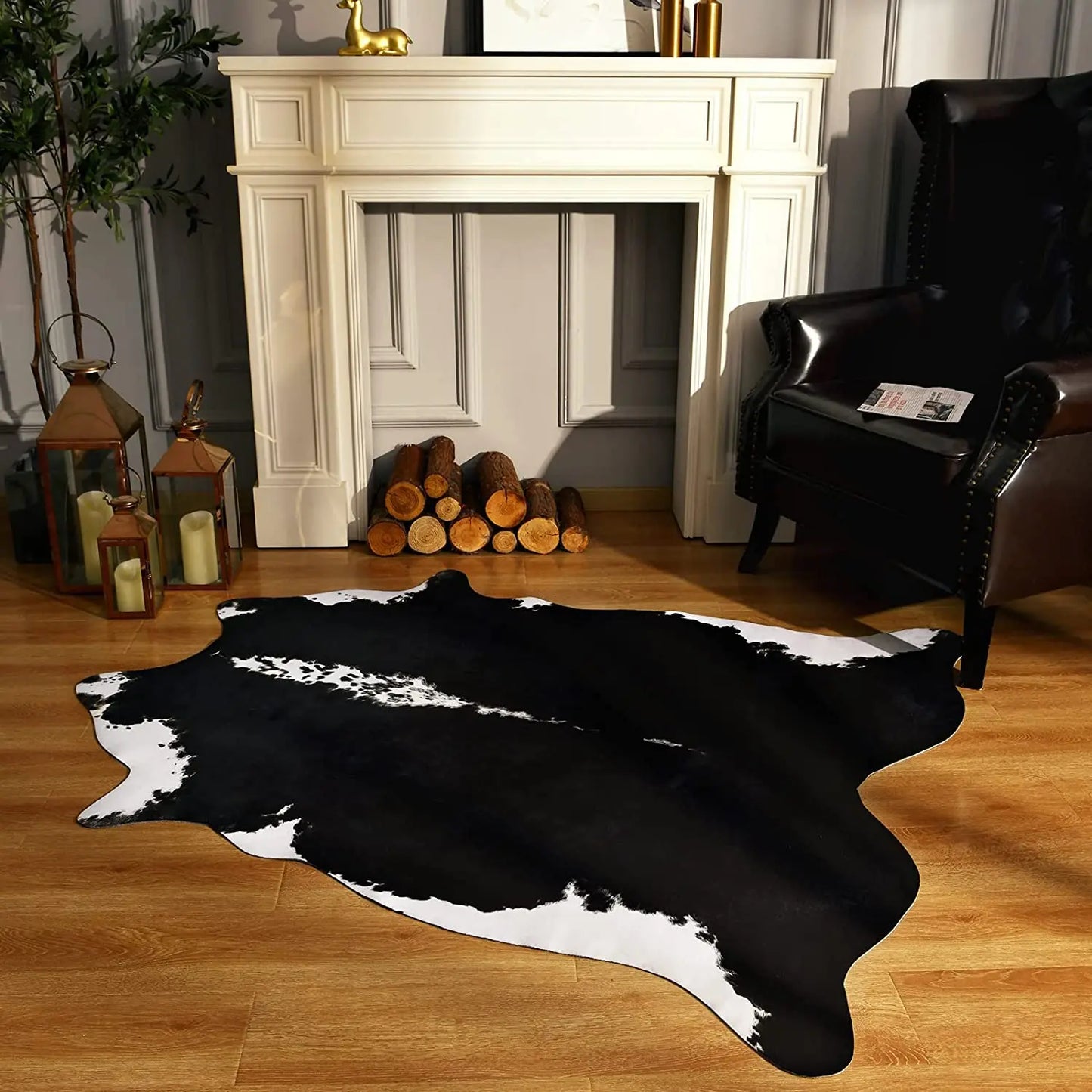 American style Animal Print Rug faux fur cowhide rug / carpet