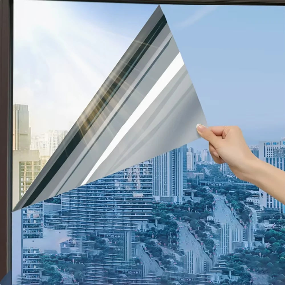 Household One-Way Mirror Window Film – Insulated Privacy & Sun Protection Glass Sticker for Home, Office, Balcony