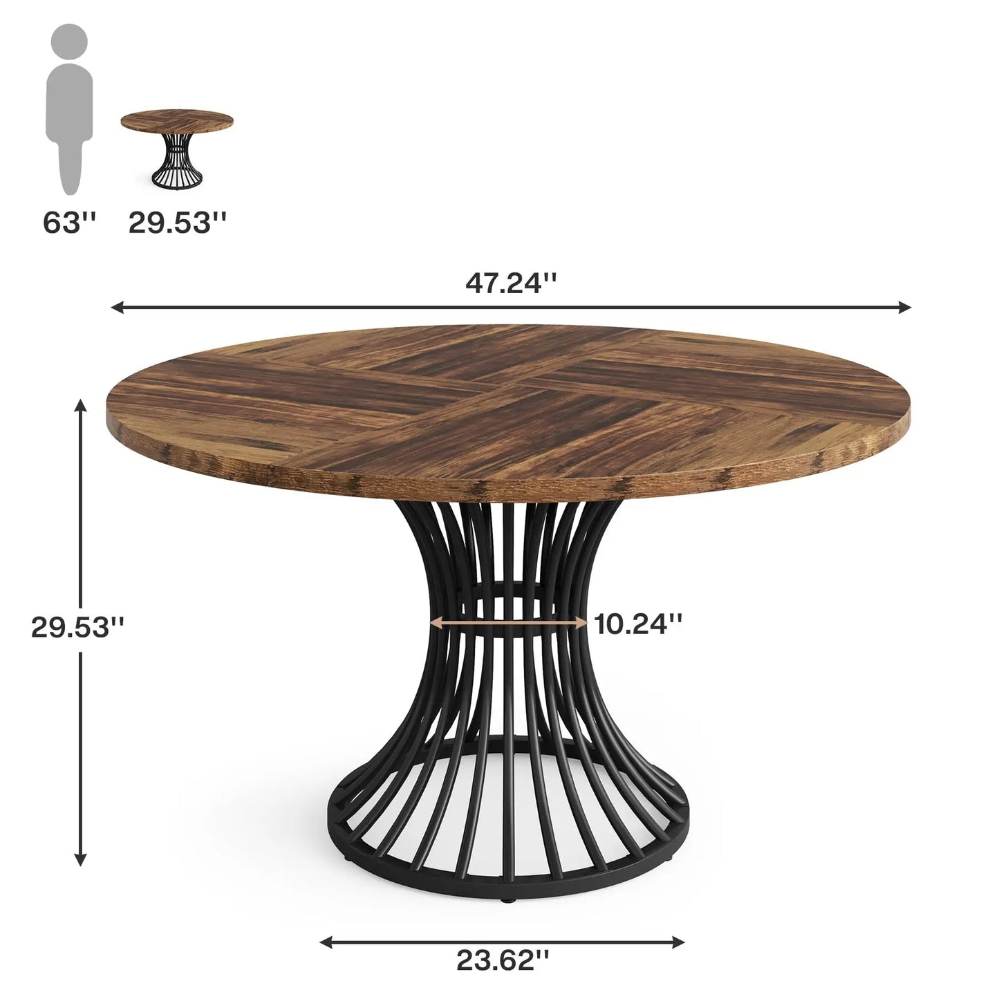 Tribesigns 47-Inch Round Dining Table for 4-6 People – Farmhouse Industrial Kitchen & Dining Room Table