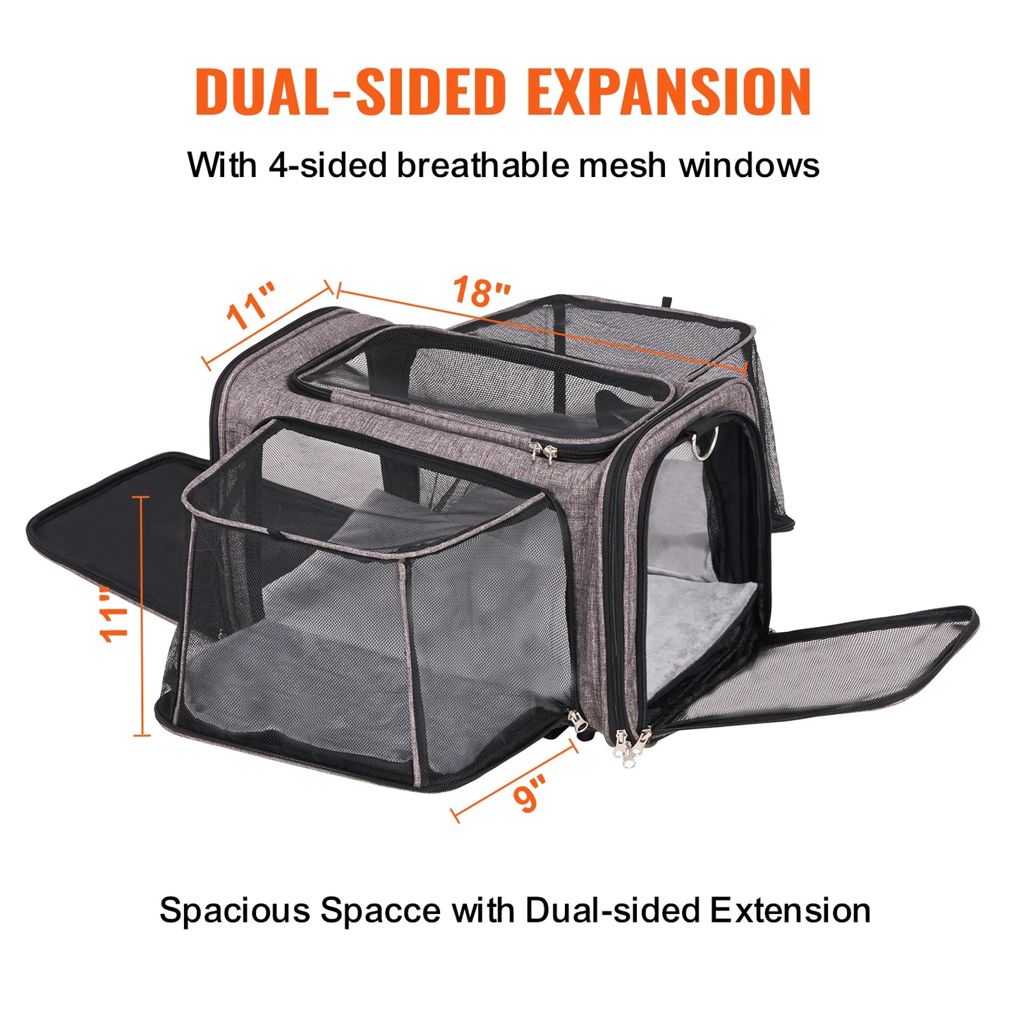 VEVOR Rolling Pet Carrier Backpack – Breathable Cat & Dog Travel Bag with Telescopic Handle, Wheels & Shoulder Straps