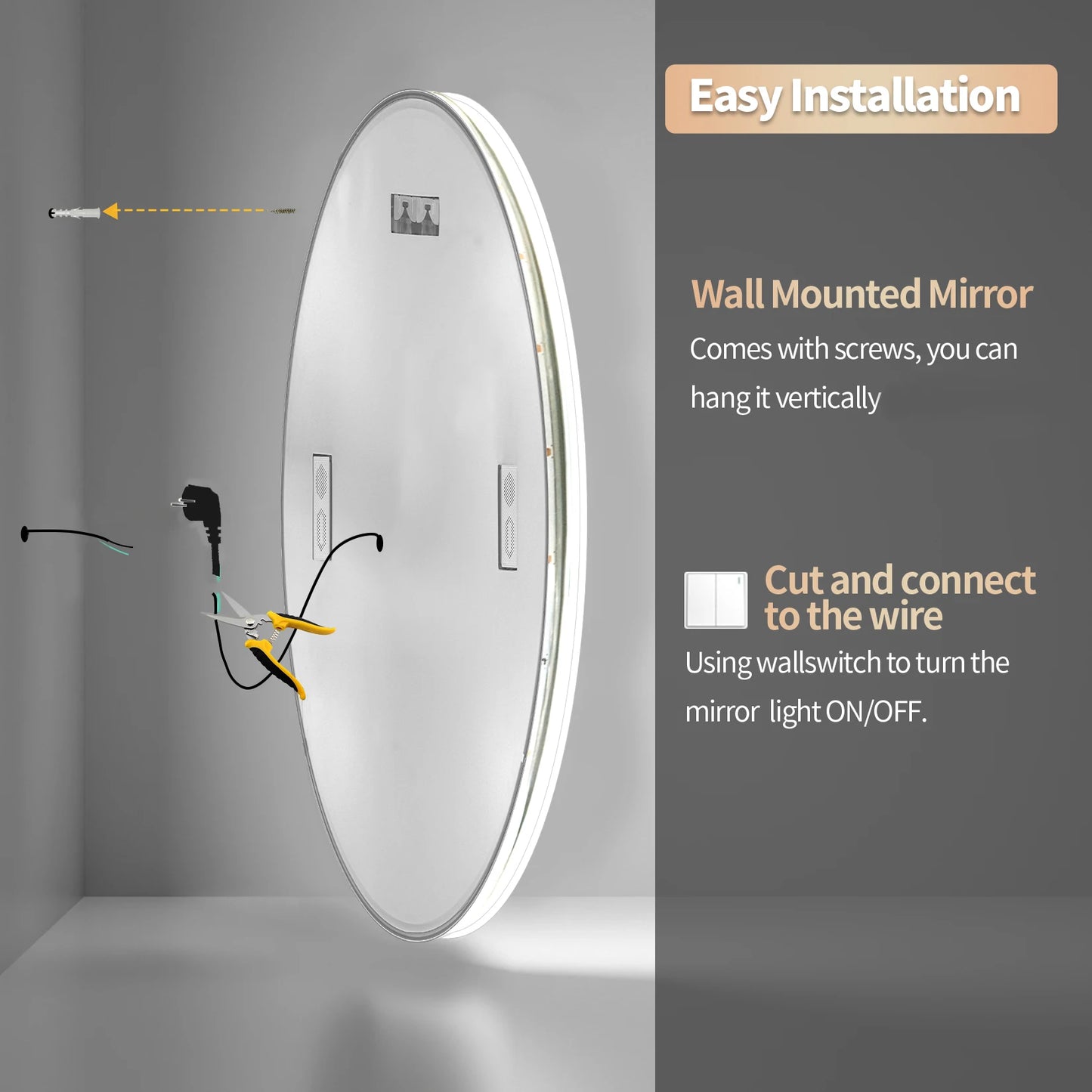Wisfor 32"x32" LED Bathroom Mirror with Lights – Wall-Mounted, Bluetooth Speaker, Anti-Fog, 3-Color Dimmable Light & Memory Function