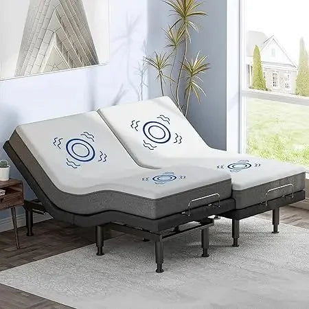 Split King Adjustable Bed Frame with Massage – Electric Base with Adjustable Legs, USB Ports & Wireless Remote