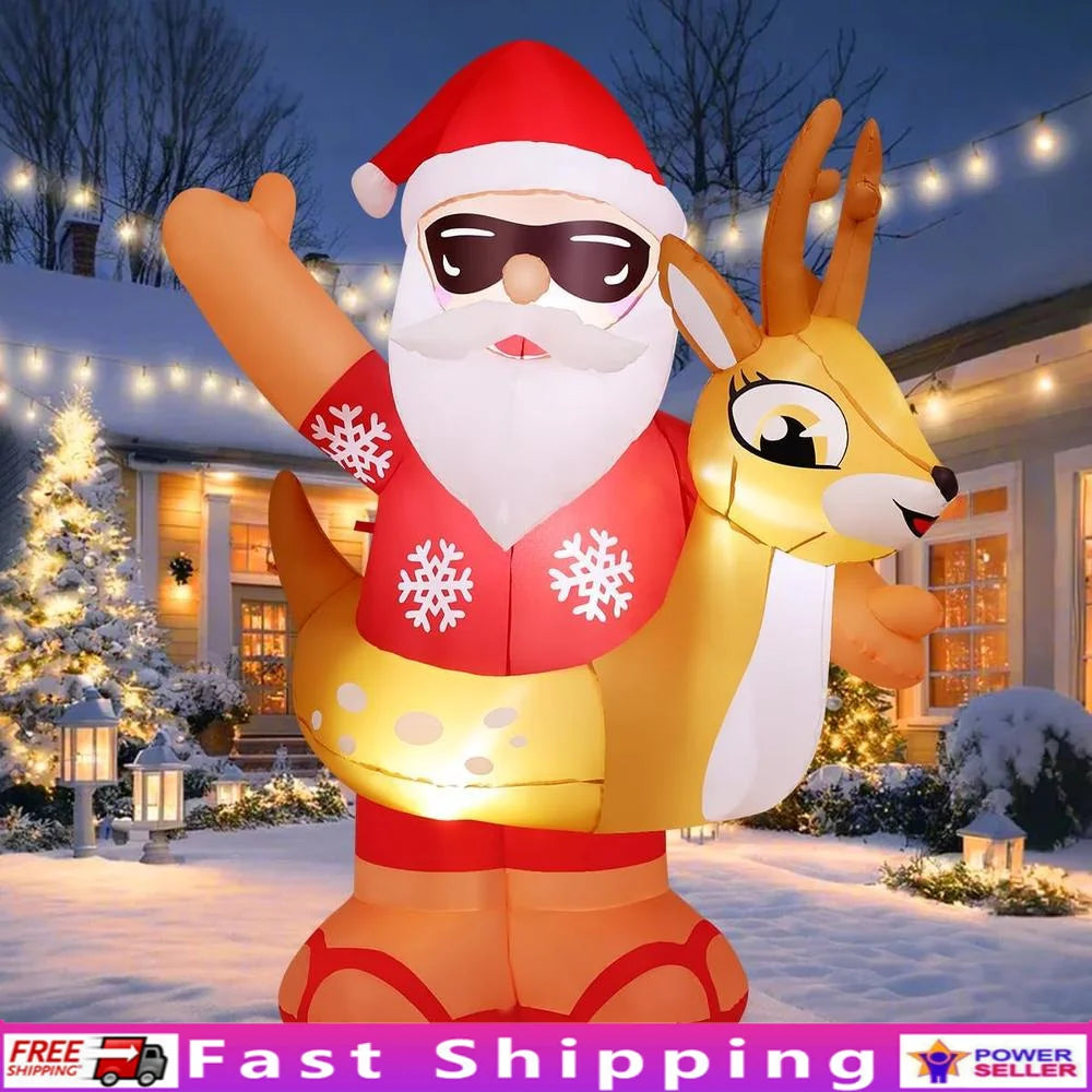 Hawaii Santa Claus 6.3FT Christmas Inflatable Outdoor Decoration with LED Lights