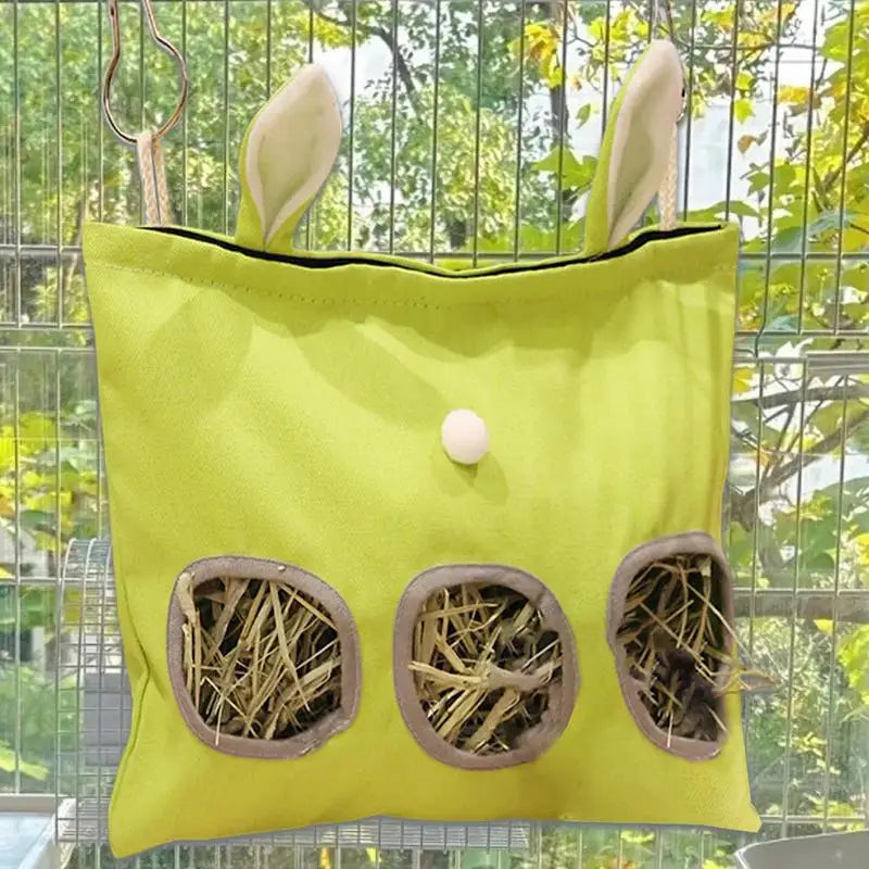 Hanging Hay Feeder Bag for Rabbits – Washable Slow-Feeding Pouch, Adorable Food Dispenser for Guinea Pigs, Bunnies, and Small Pets