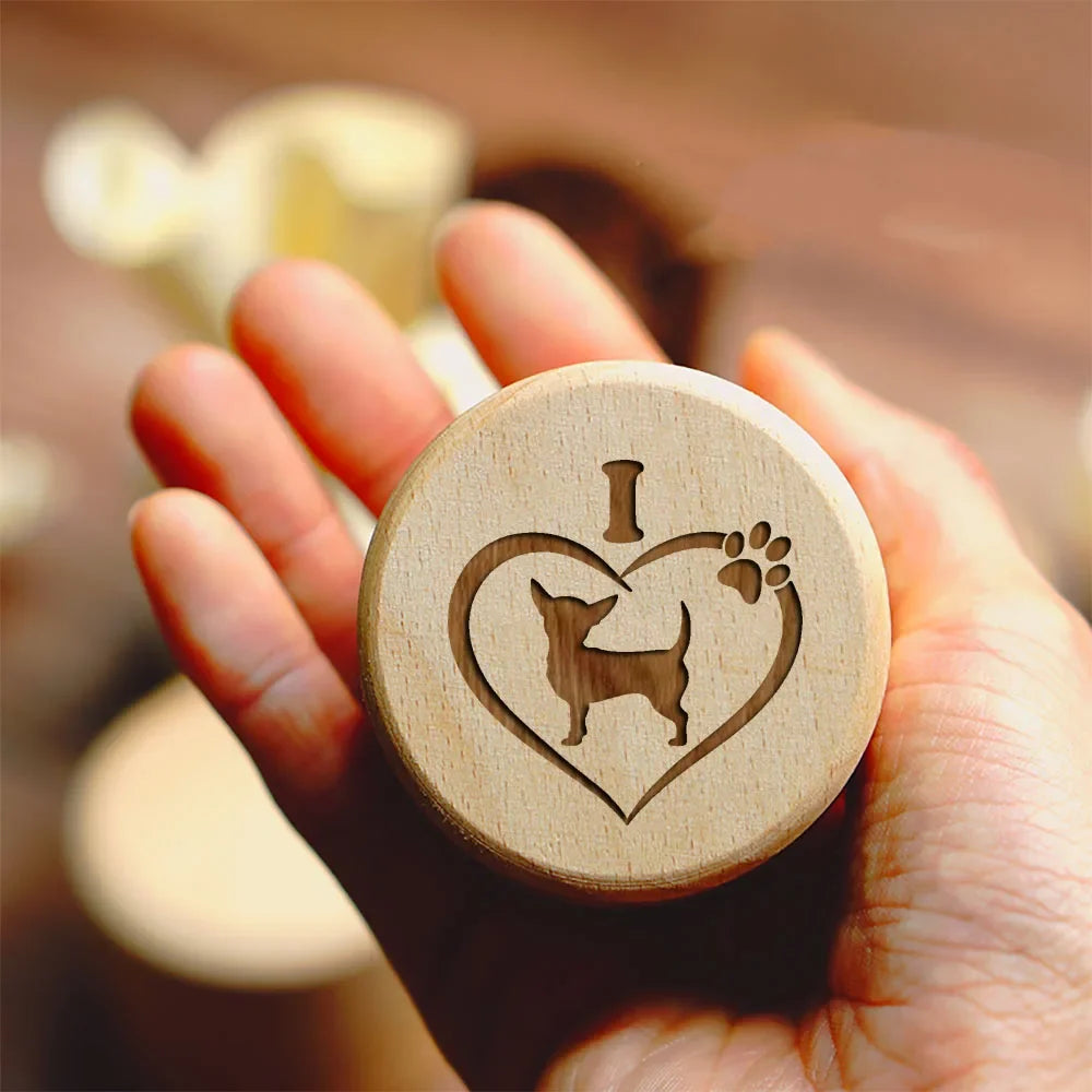Dog Printed Wooden Carved Dog Memorial Box - Urn Memorial Gift for Dog Lovers