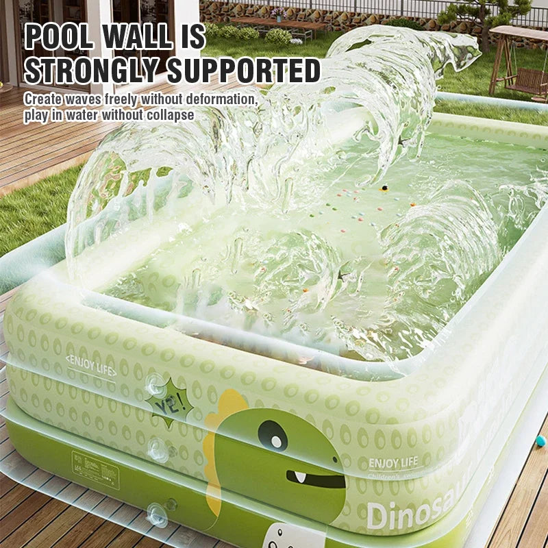 Large Inflatable Family Swimming Pool – 1.5M/1.8M/2.1M/2.6M Above Ground PVC Pool for Kids & Adults, Outdoor Backyard Water Play Party Toy
