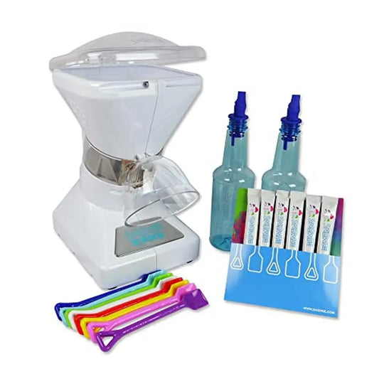 Premium Snow Cone Maker Kit with Flavored Powder Sticks Fast Ice Shaver Home 6 Stick Set Fluffy Ice in 5 Seconds Heavy Duty