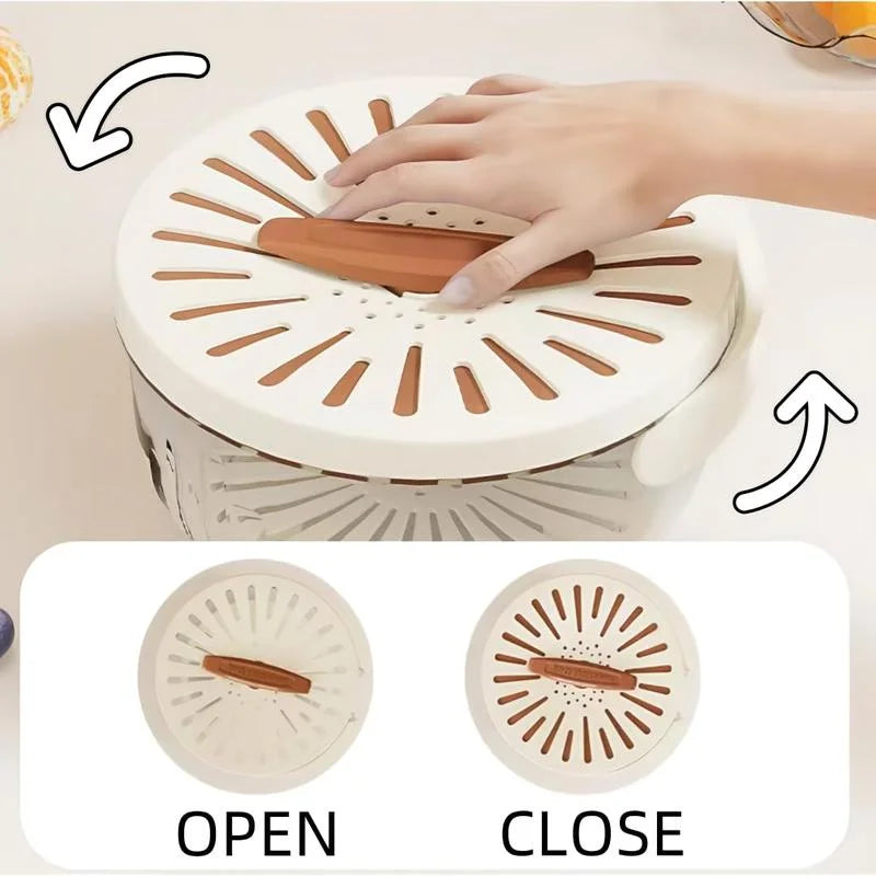 Manual Salad Spinner & Vegetable Dehydrator – Foldable Fruit Drain Basket with Hand Crank for Kitchen Use