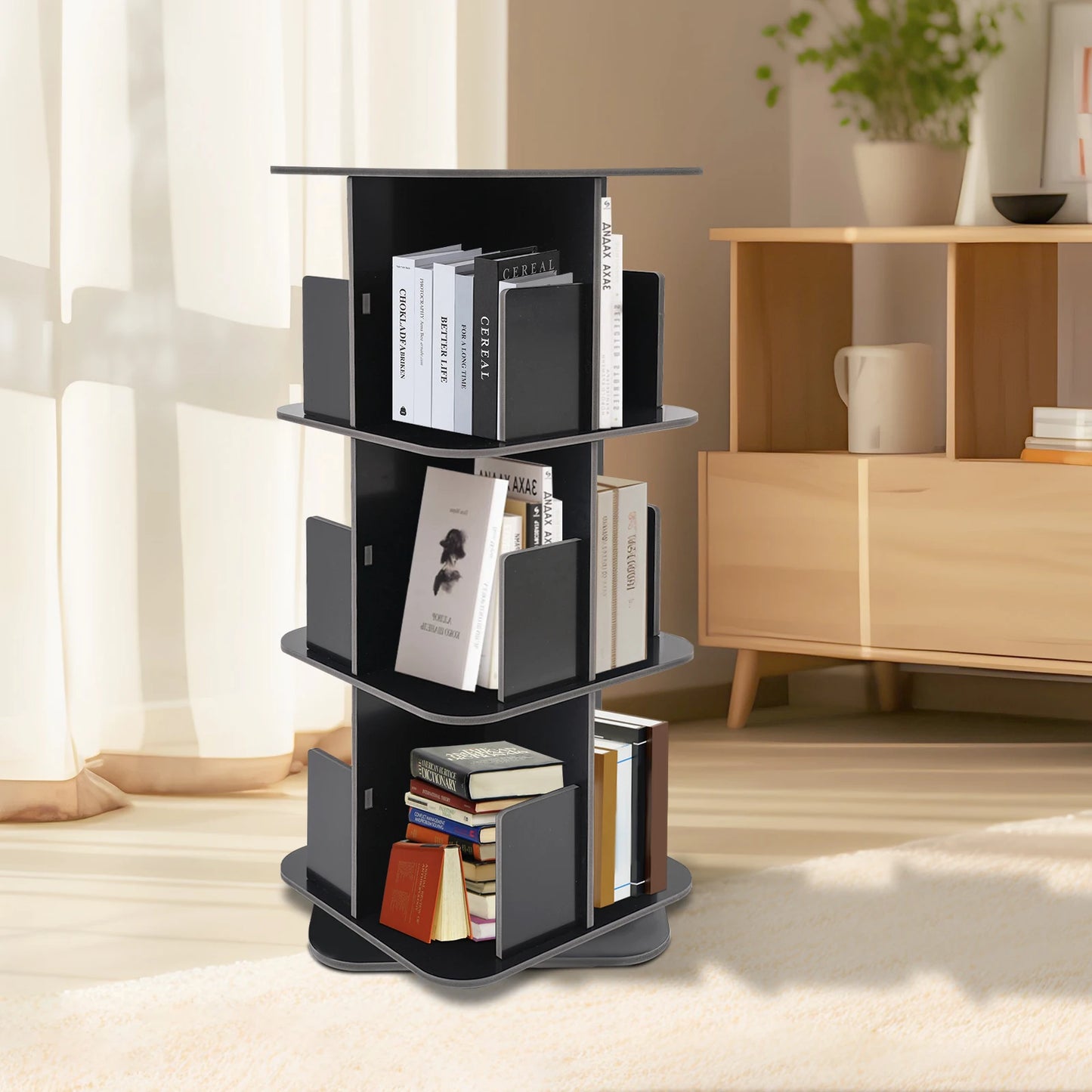 3 Tier  360° Rotating Standing Bookcase