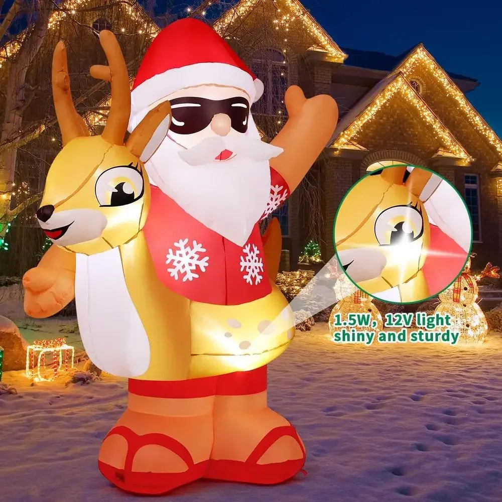 Hawaii Santa Claus 6.3FT Christmas Inflatable Outdoor Decoration with LED Lights
