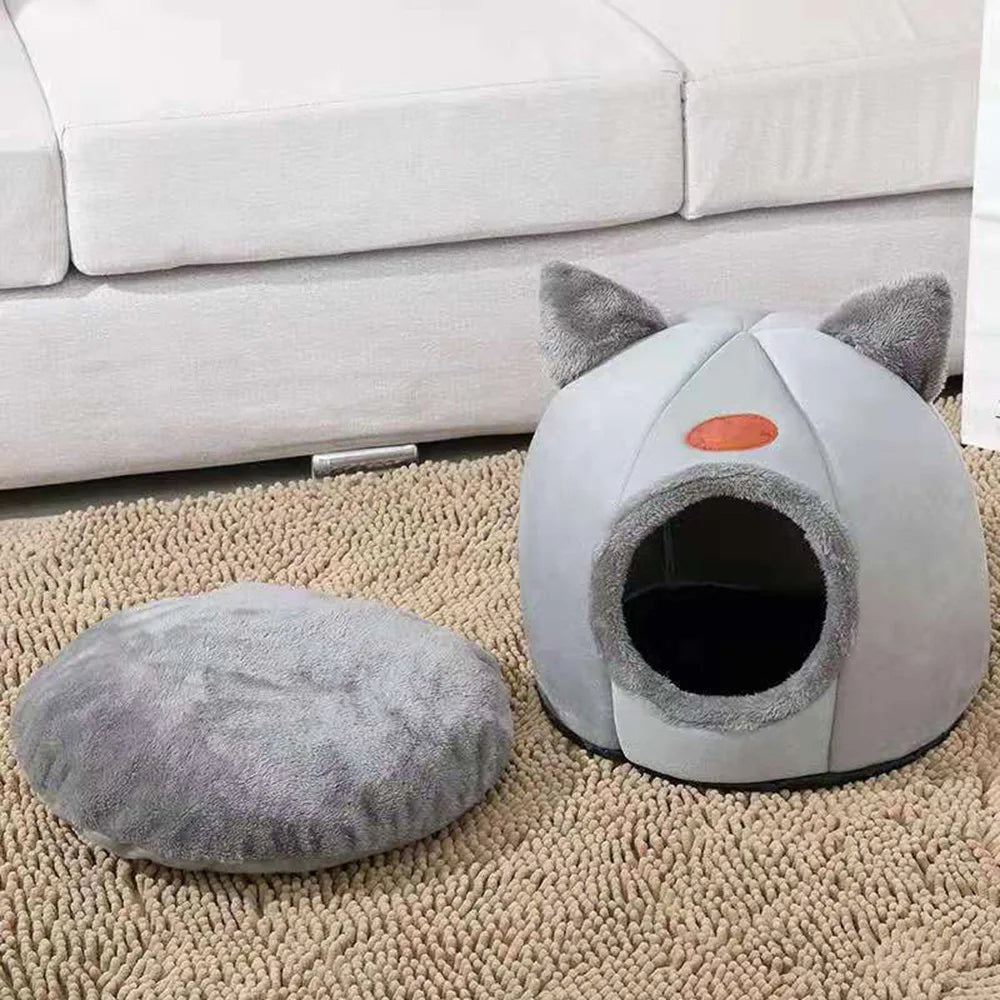 Warm Pet Bed With Cat Ears