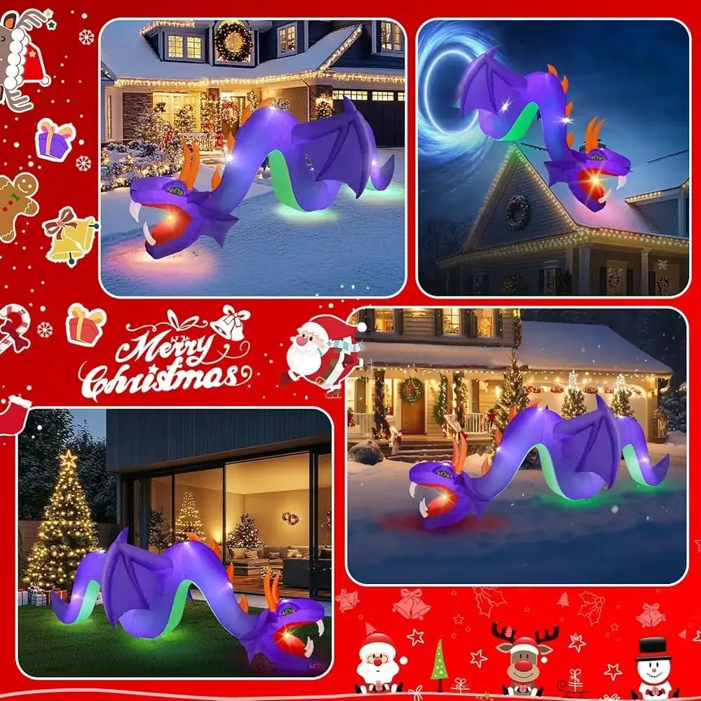 12FT Inflatable Dragon Yard Decor – Lighted Outdoor Decoration for Chinese New Year, Halloween & Christmas, Waterproof with Blower