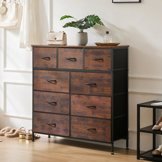 JHK Tall Dresser with 9 Fabric Storage Drawers — Bedroom Wardrobe Organizer for Adults & Kids