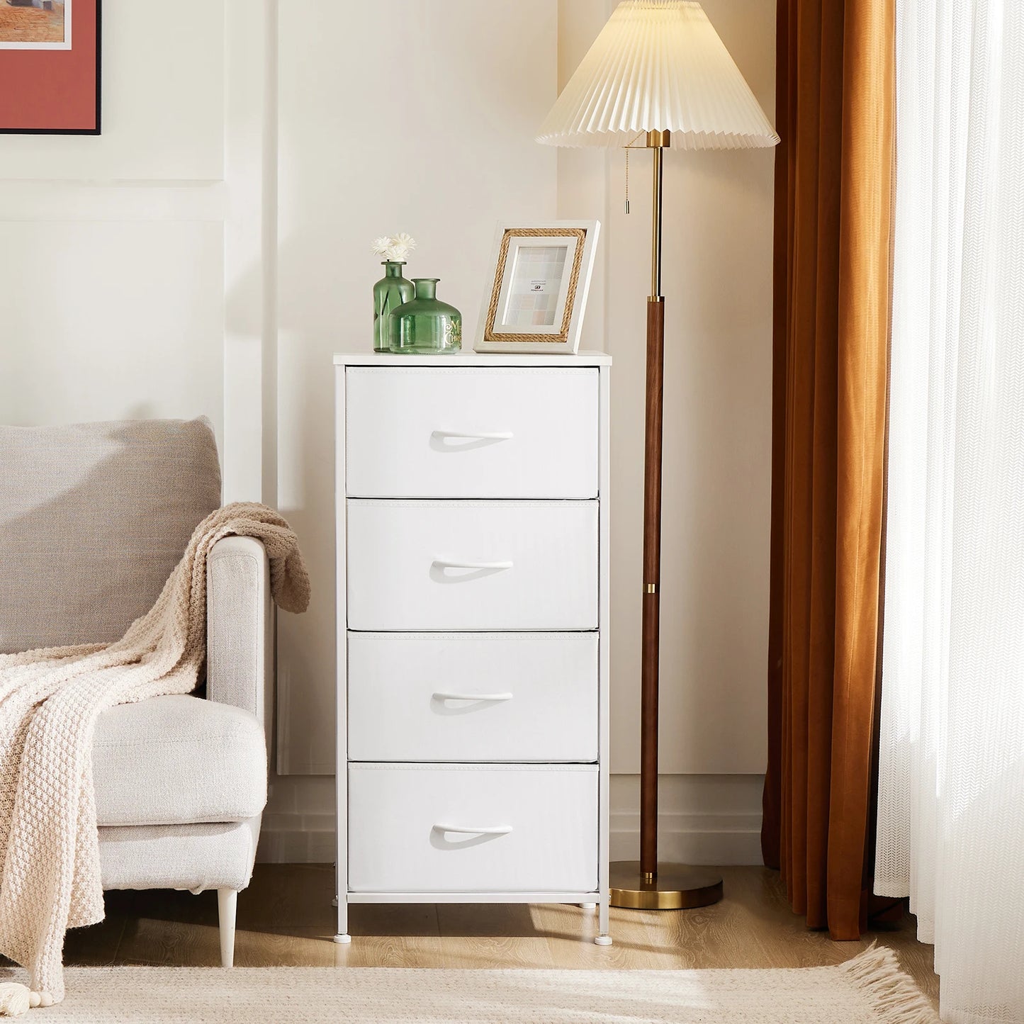 JHK 4 Fabric Cabinet With Wardrobe Steel Frame