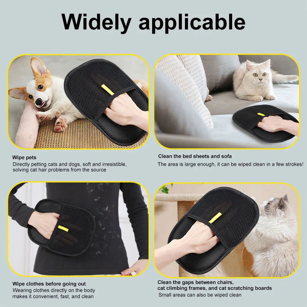 Pet Grooming Deshedding Glove – Hair Remover for Dogs, Cats & Rabbits with Long, Short, or Curly Fur