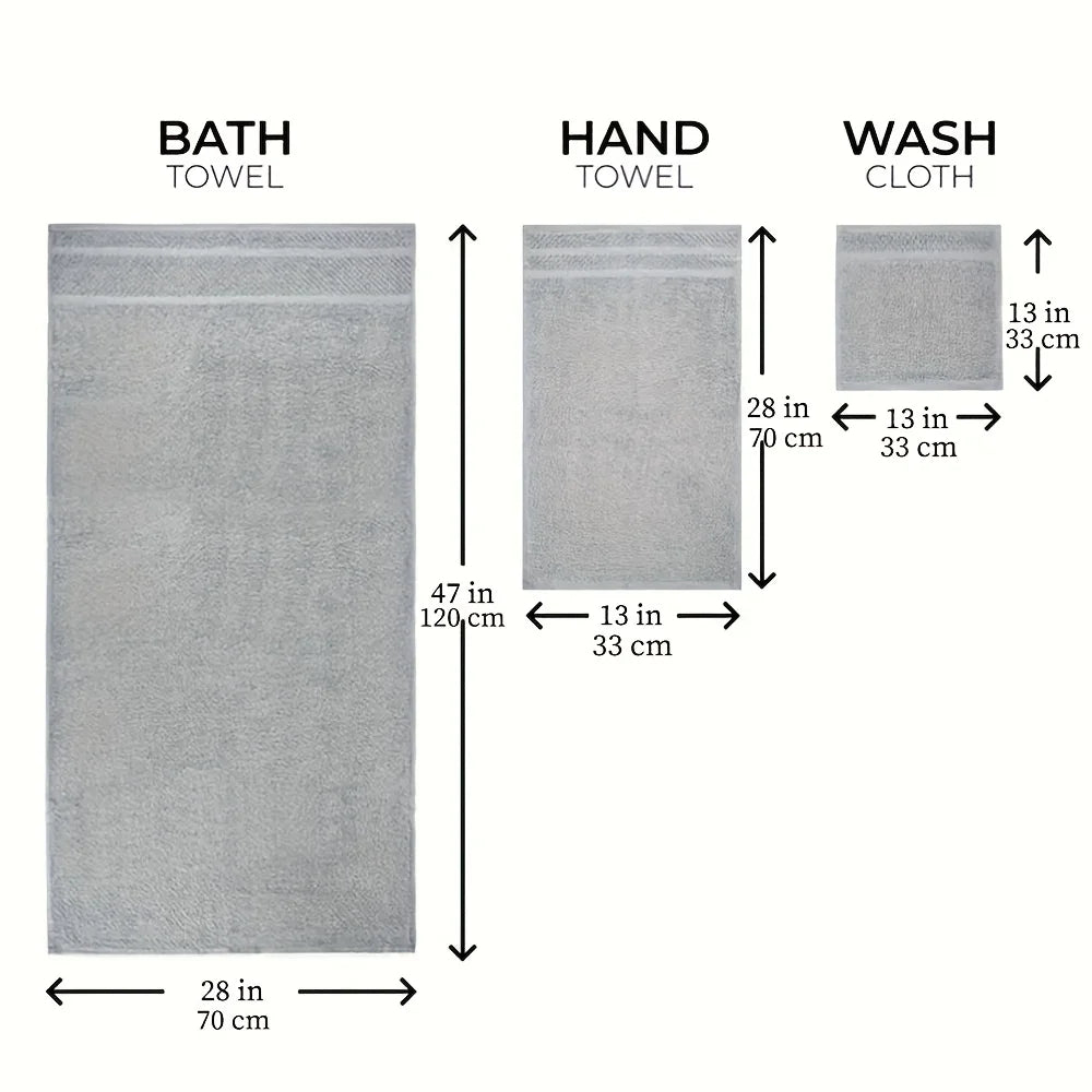 10-Piece Cotton Bath Towel Set – 4 Bath Towels, 2 Hand Towels & 4 Washcloths – Absorbent, Quick-Drying Solid Color Towels for Bathroom
