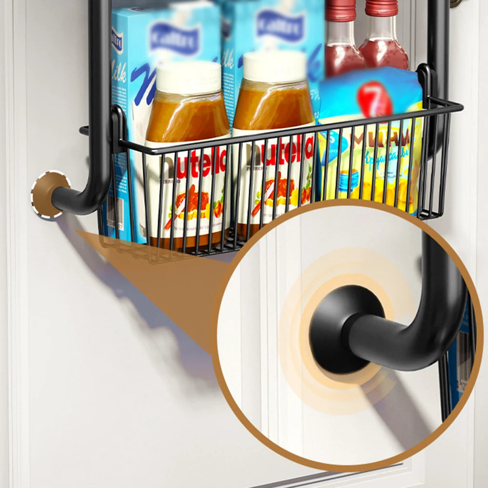 Over The Door Storage Organizer, Metal Hanging Shelf with Adjustable Basket for Bedroom & Kitchen, Space-Saving Door Organizer