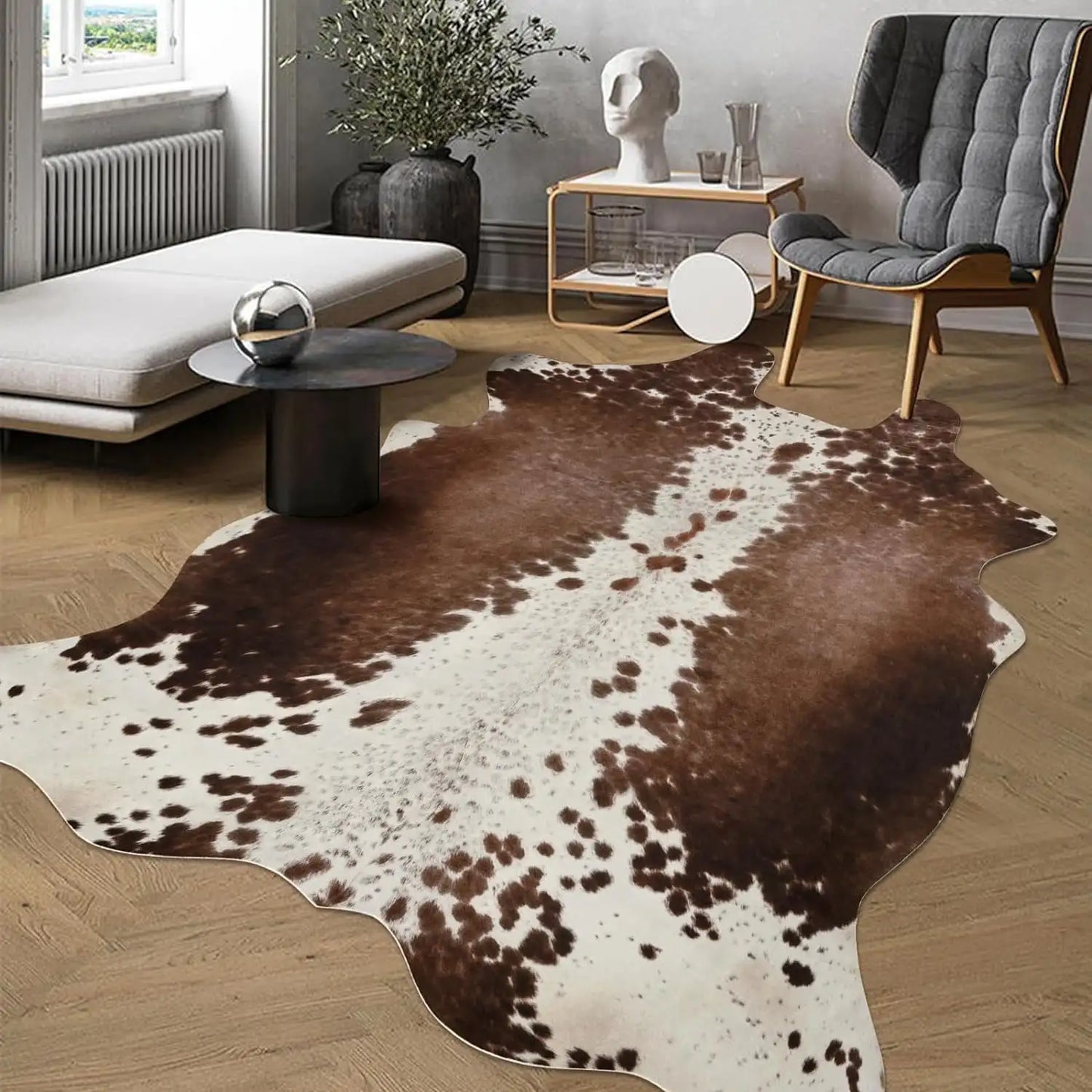 American style Animal Print Rug faux fur cowhide rug / carpet