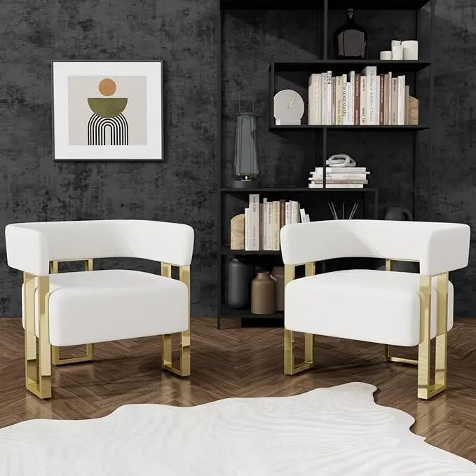 Modern Black and Gold Accent Bucket Chair Set of 2