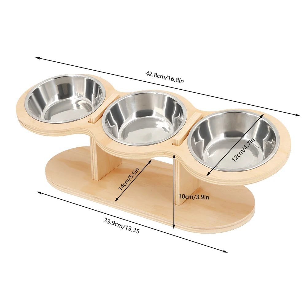 Cat 3-in-1 Feeder with Tilted Stainless Steel Bowls: