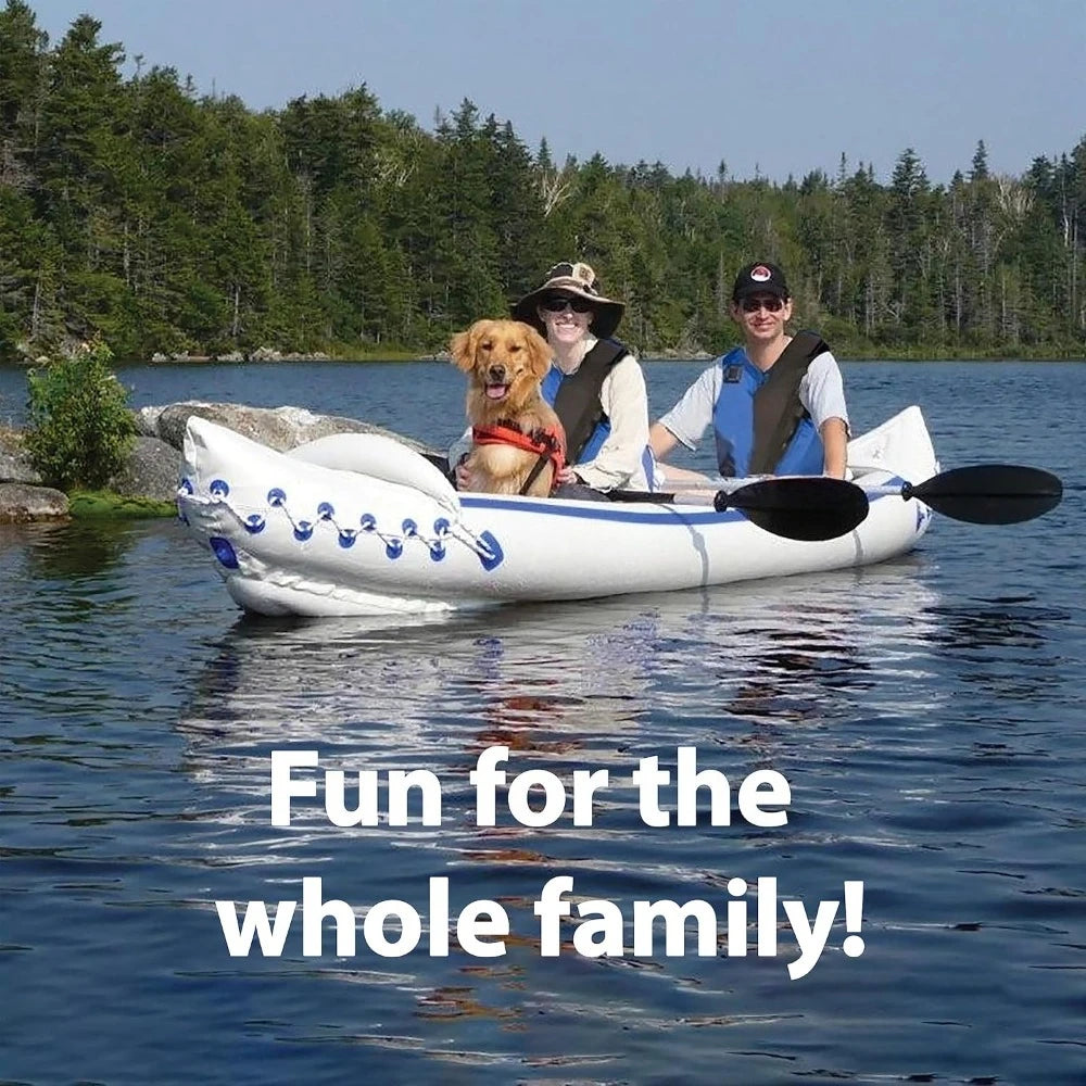 SE370 Inflatable Kayak – 1 to 3 Person Portable Kayak with Seats, Paddles, Foot Pump & Carry Bag – Lightweight & Stowable Touring Kayak for Lakes, Rivers & Ocean