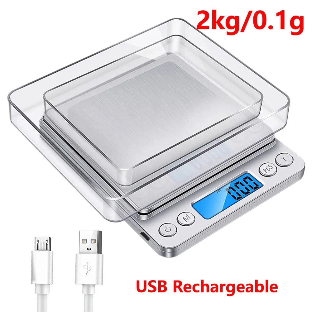 10kg Kitchen Digital Scale – USB Rechargeable Stainless Steel Electronic Scale with LCD Display for Food, Snacks, Baking & Jewelry