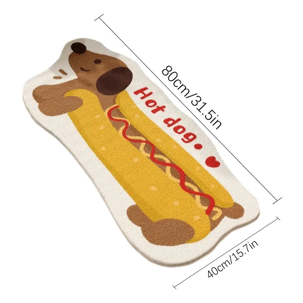 Dog Bathroom Rug – Funny Plush Shower Mat with Cute Dog Pattern, Water Absorbent, Thick & Non-Slip Washable Bath Mat