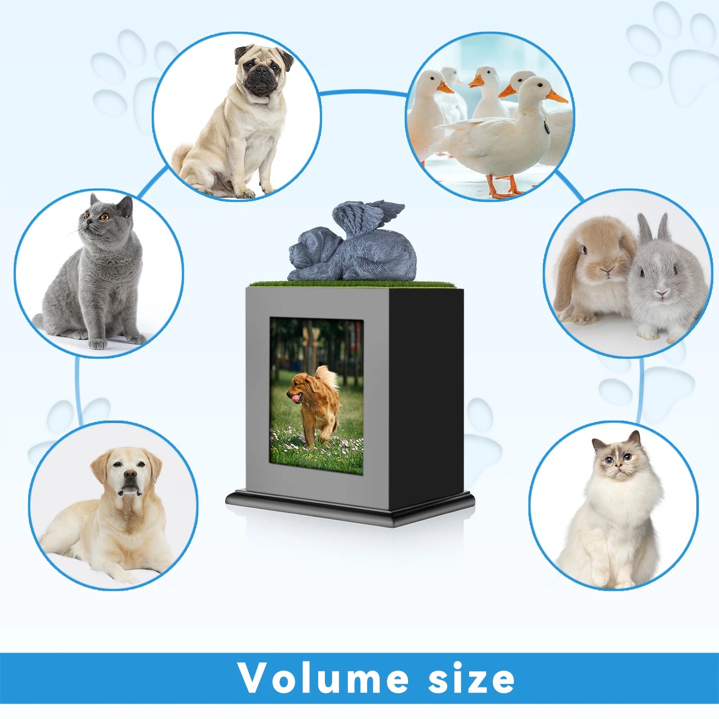 Pet Cremation Urn – Wooden Keepsake Memorial Photo Box for Large Dog Ashes