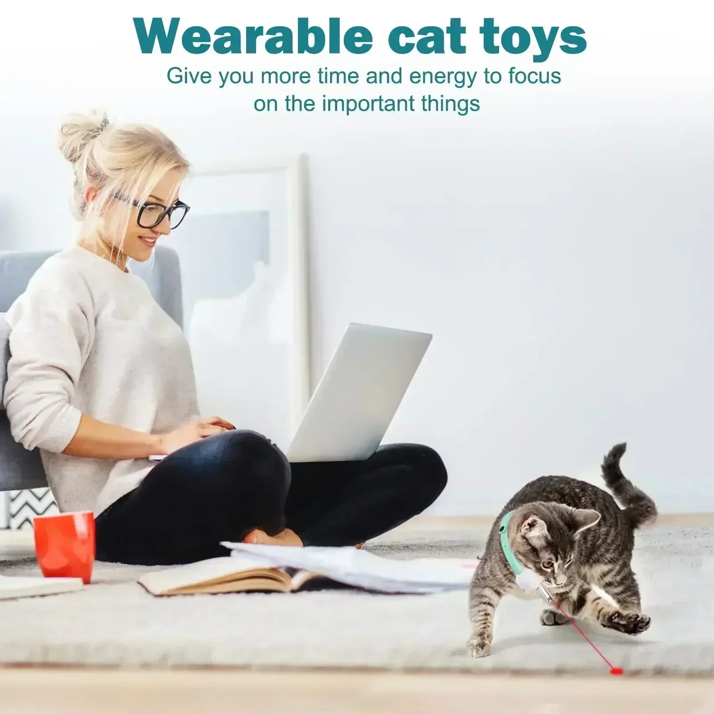 🐾 Intelligent LED Laser Cat Collar – USB Rechargeable Interactive Toy for Indoor Cats | Infrared Motion Laser for Safe Self-Play & Exercise
