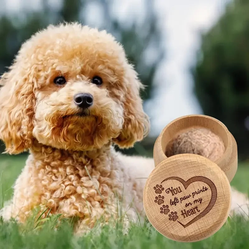Dog Hair Keepsake Box, a beautifully crafted wooden memorial box designed for lasting keepsakes