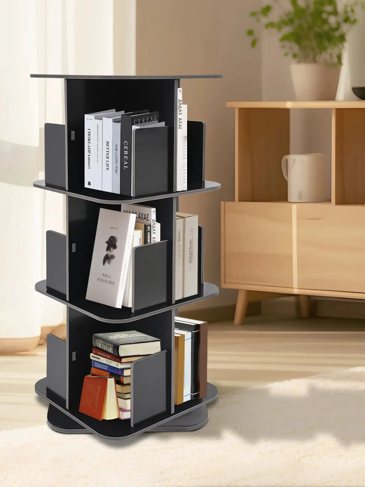 3 Tier  360° Rotating Standing Bookcase
