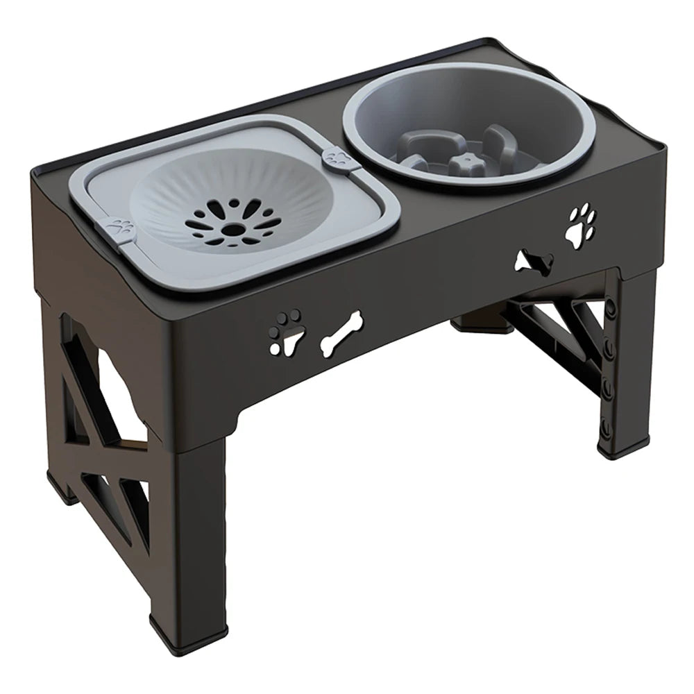 3 In 1 Pet Stainless Steel Slow Feeder Bowls With 5 Adjustable Heights