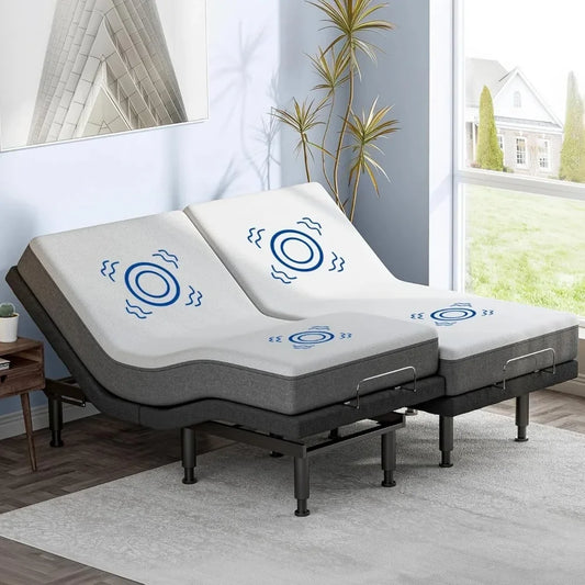 Split King Adjustable Bed Frame with Massage – Electric Base with Adjustable Legs, USB Ports & Wireless Remote