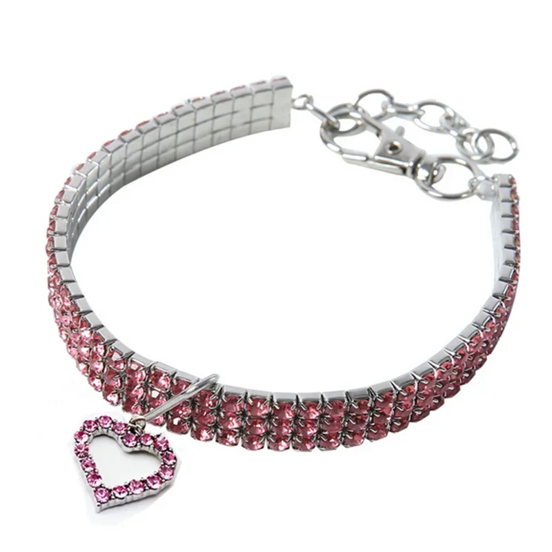 Bling Rhinestone Dog Collar & Leash Set – Crystal Pet Collar for Small & Medium Dogs – Pink Sparkly Chihuahua Accessories (S/M/L)