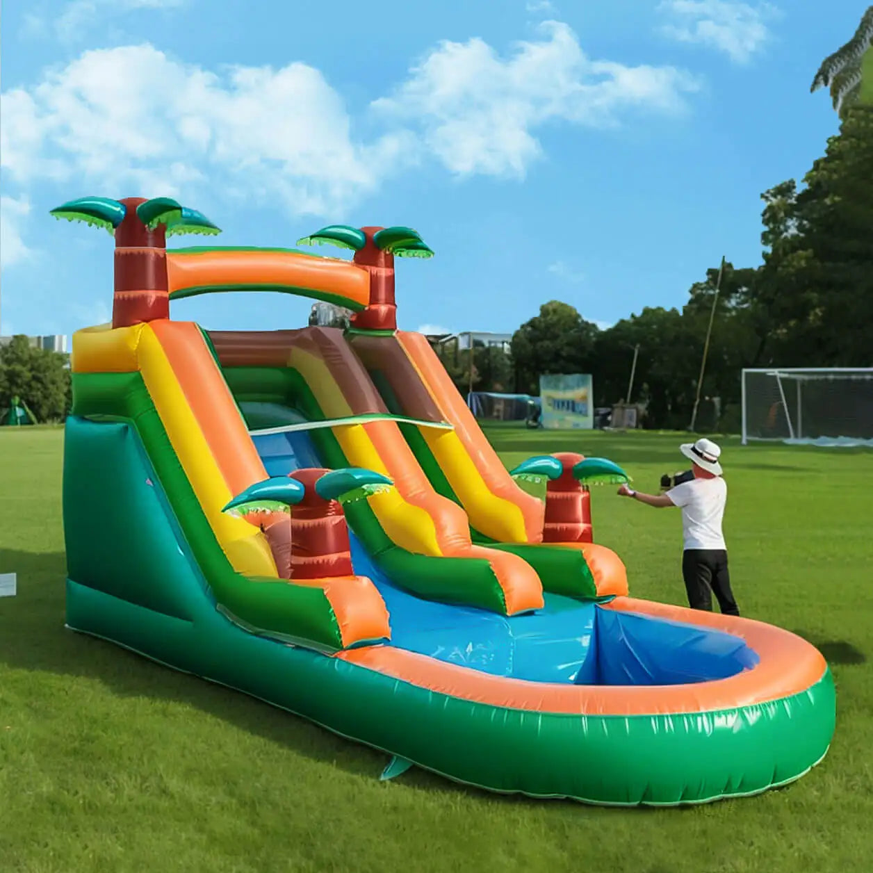 Inflatable Water Double Slide Splash Pool