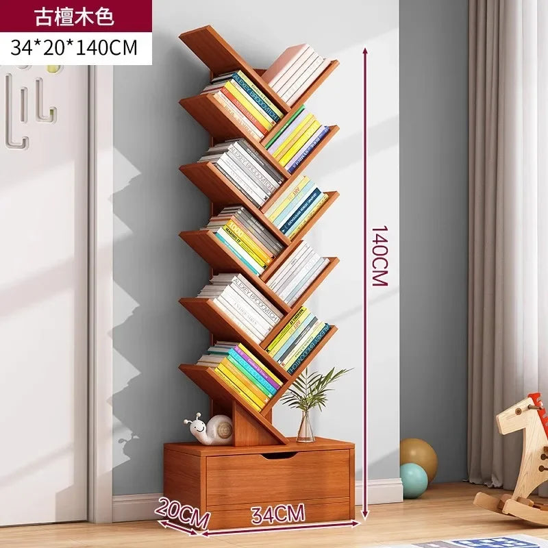 Standing Wooden Storage Rack Bookshelf