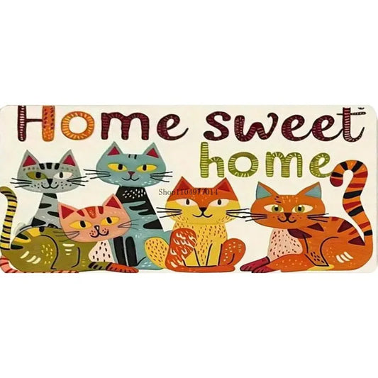 Hot-Selling Cartoon Cat Doormat – “Home is Sweet Home” Indoor/Outdoor Mat for Bathroom, Kitchen, Living Room, Bedroom & Patio