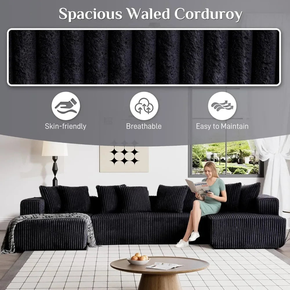 131" Modular Sectional Couch with Chaise Lounge