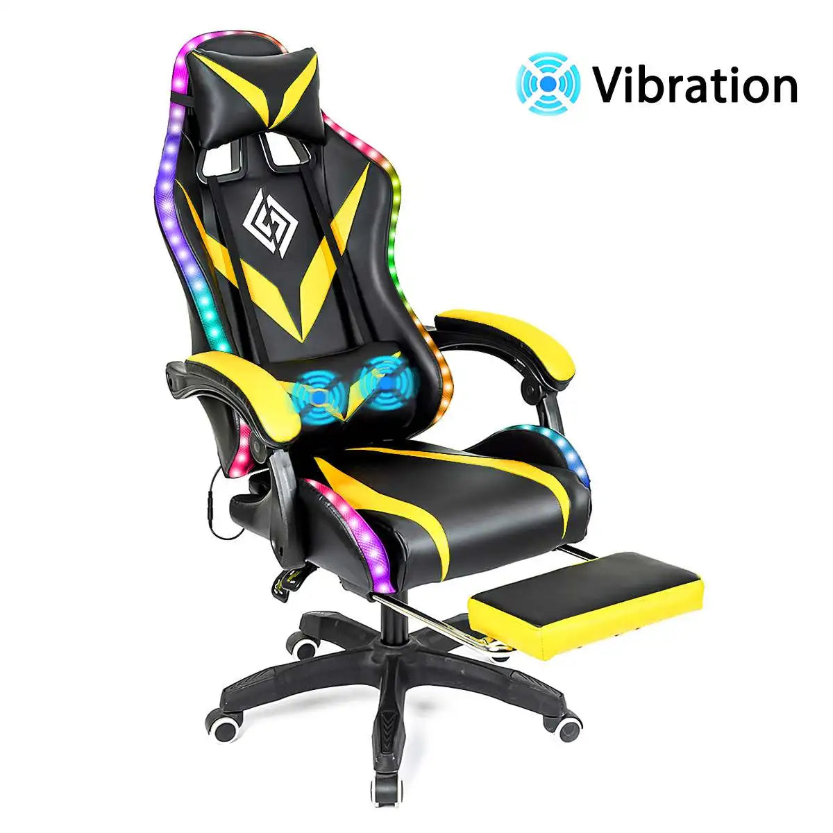 135 Degrees Gaming Chair Recliner With Bluetooth Speaker and Ergonomic Swivel 2 Point Massage