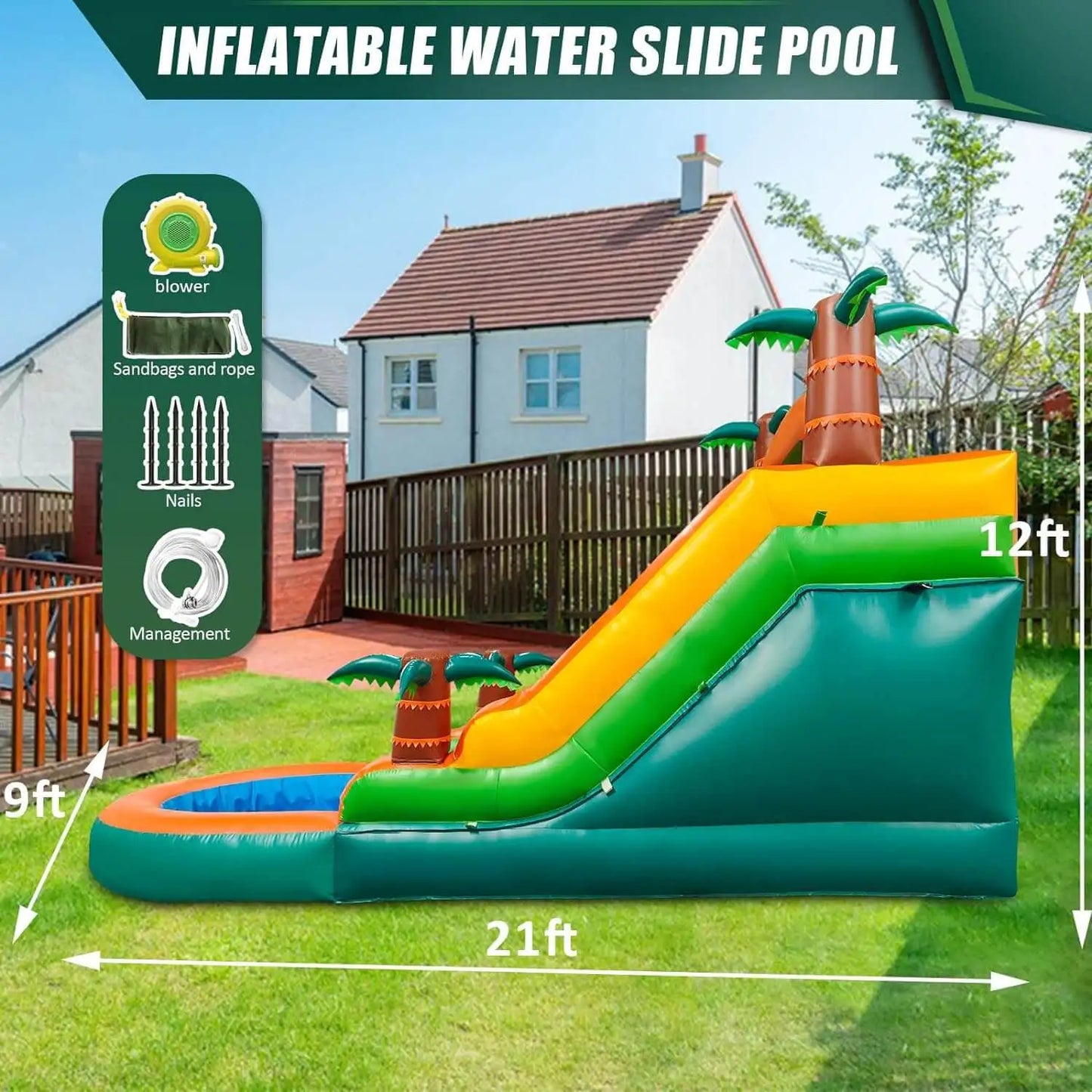 Inflatable Water Double Slide Splash Pool