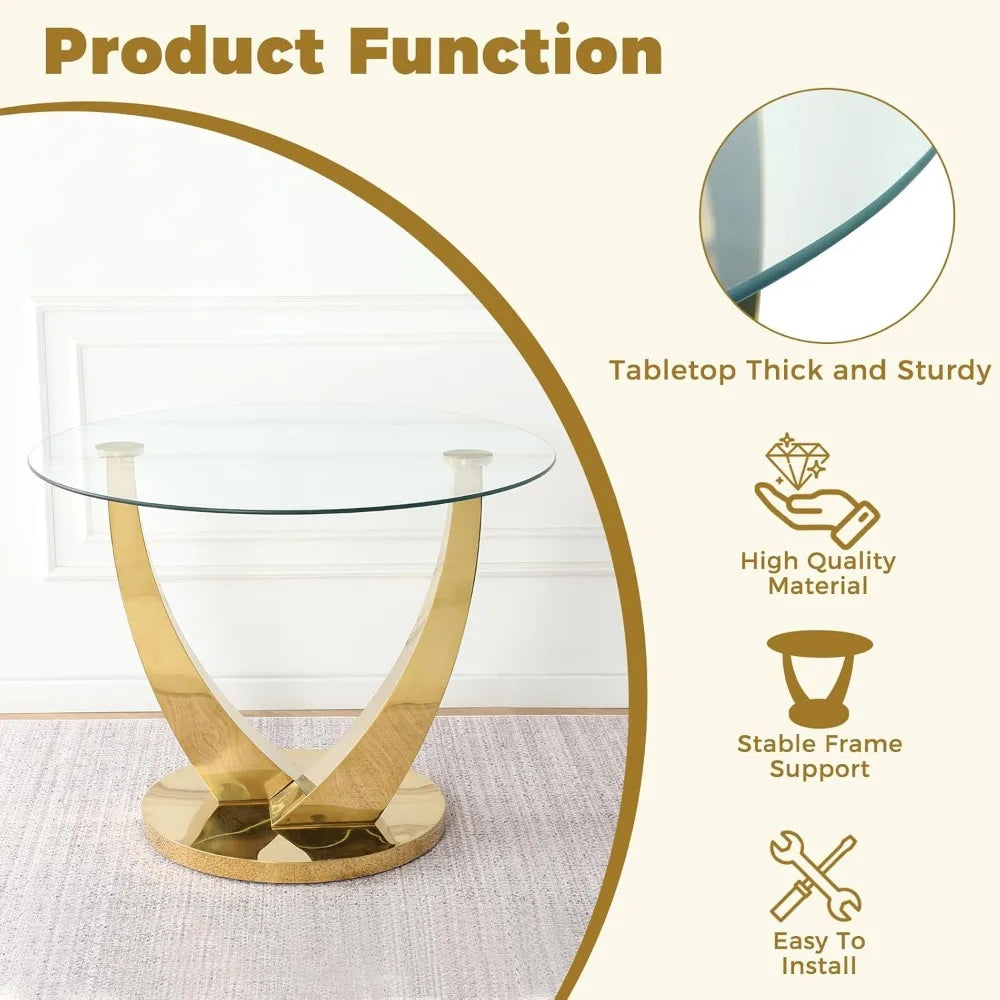 38.9" Round Dining Room Table Set for 4 – Modern Kitchen Dining Table with 4 Velvet Upholstered Chairs