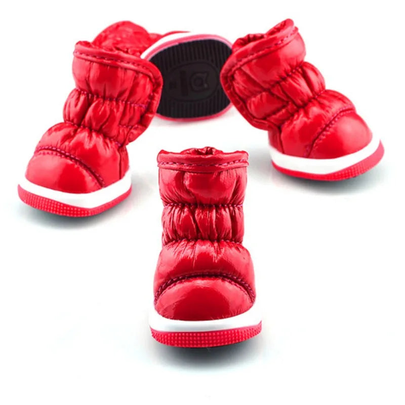 4PCS Pet Dog Winter Rain Shoes – Waterproof Snow Boots for Small & Medium Dogs, Anti-Slip Puppy Footwear