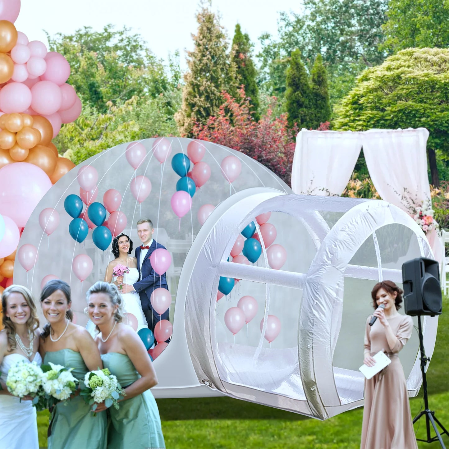 Inflatable 3M (10FT) PVC Bubble House Castle for Kids – Commercial-Grade Outdoor Toy with 750W Air Blower & 100 Balloons