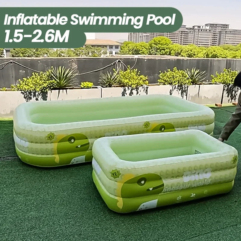 Large Inflatable Family Swimming Pool – 1.5M/1.8M/2.1M/2.6M Above Ground PVC Pool for Kids & Adults, Outdoor Backyard Water Play Party Toy
