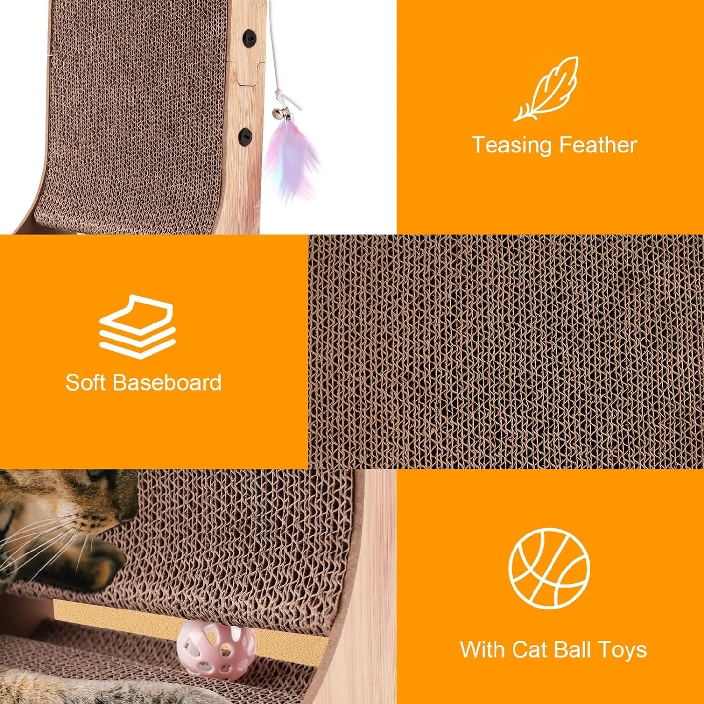 L Shape Cat Scratcher – 23.6 Inch Indoor Cardboard Cat Scratch Pad to Protect Furniture