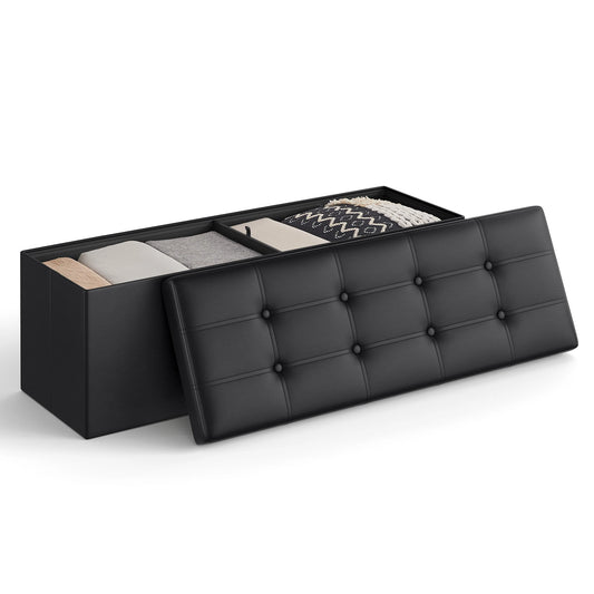 SONGMICS 43” Folding Storage Ottoman Bench – Versatile Storage Chest, Footrest & Coffee Table