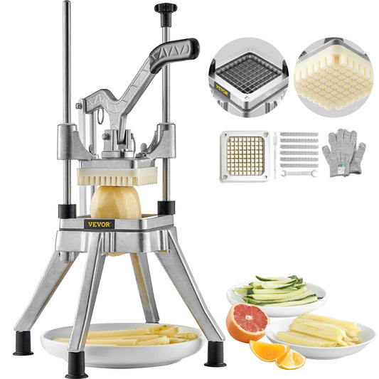 SucceBuy Commercial Vegetable Chopper – Stainless Steel Food Chopper with 4 Interchangeable Blades – Heavy-Duty Vegetable Cutter for Restaurants & Home Kitchens