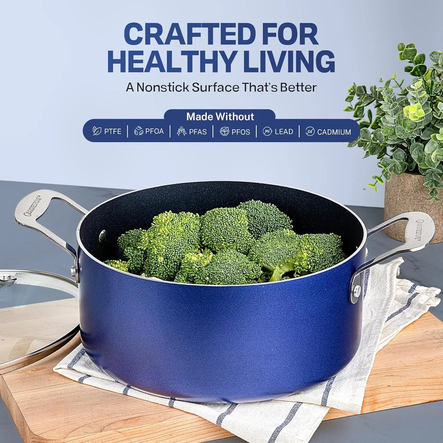 True 20-Piece Nonstick Pots and Pans Cookware & Bakeware Set – Deep Square Pan, Oven Safe, PFOA & PFOS-Free, Non-Toxic Kitchen Set