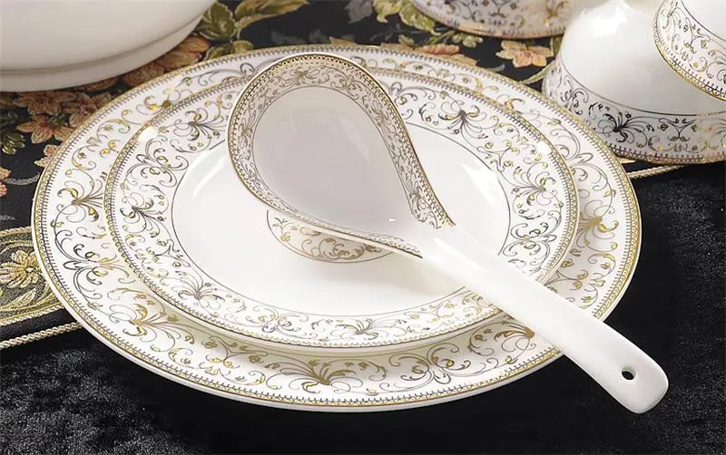 46-piece Set, Royal Gold FIne Bone China Dinnerware